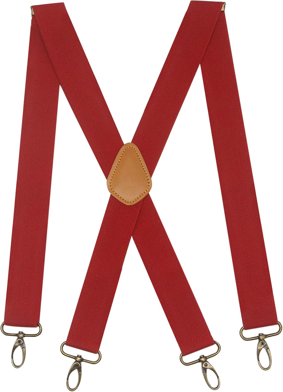 Men’s Heavy Duty Belt Loops X Back 1.4 Inch Suspenders with 4 Snap Hooks