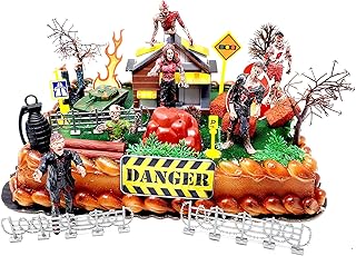 Zombies Cake Topper Set Featuring Zombies From Beyond Figures and Apocalyptic Themed Accessories