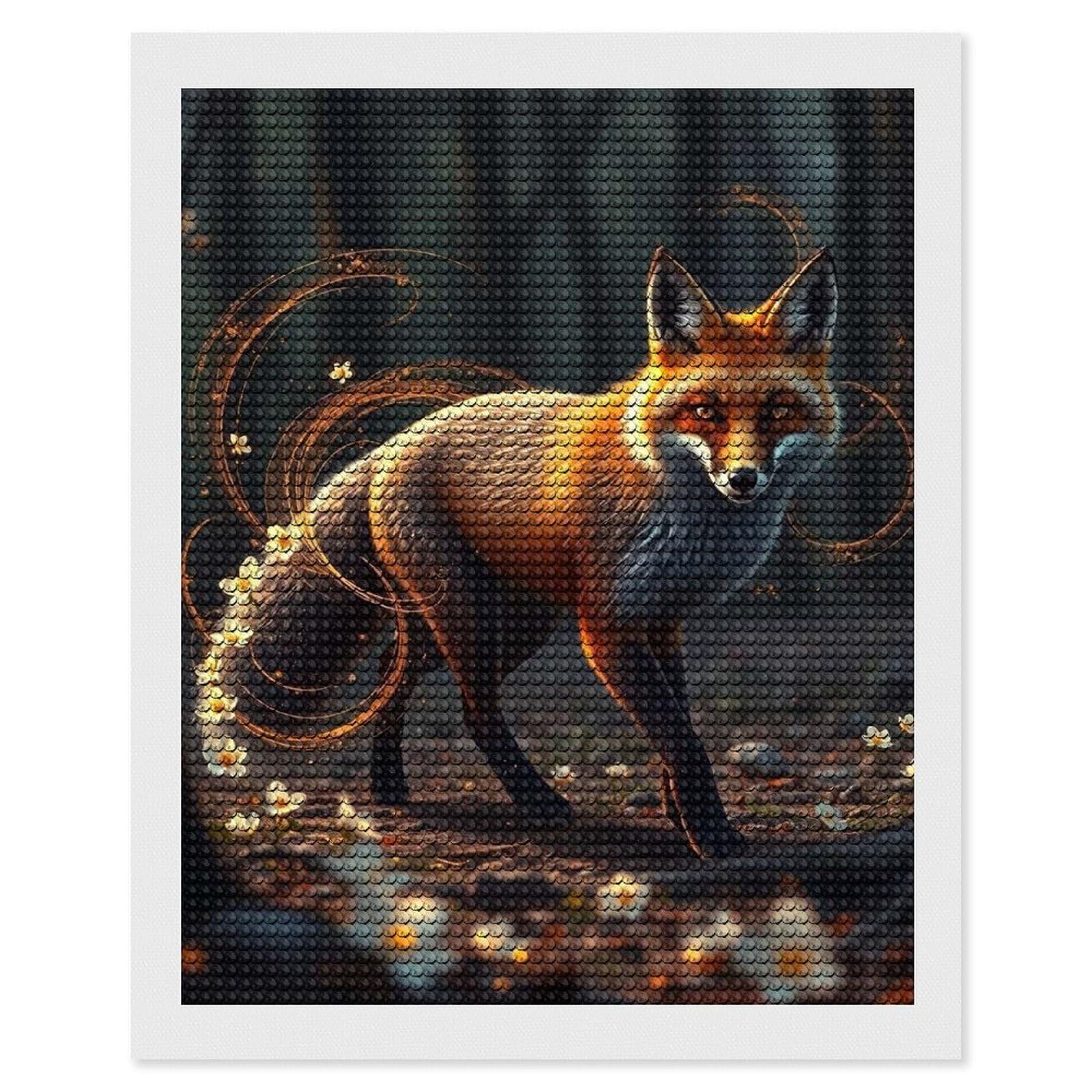 Junmoney Fox in The Forest(2) Diamond Art Canvas 16"x20", for Adults, Printed Canvas, Home Wall Decor, Gift Idea, Mindful Craft Activity