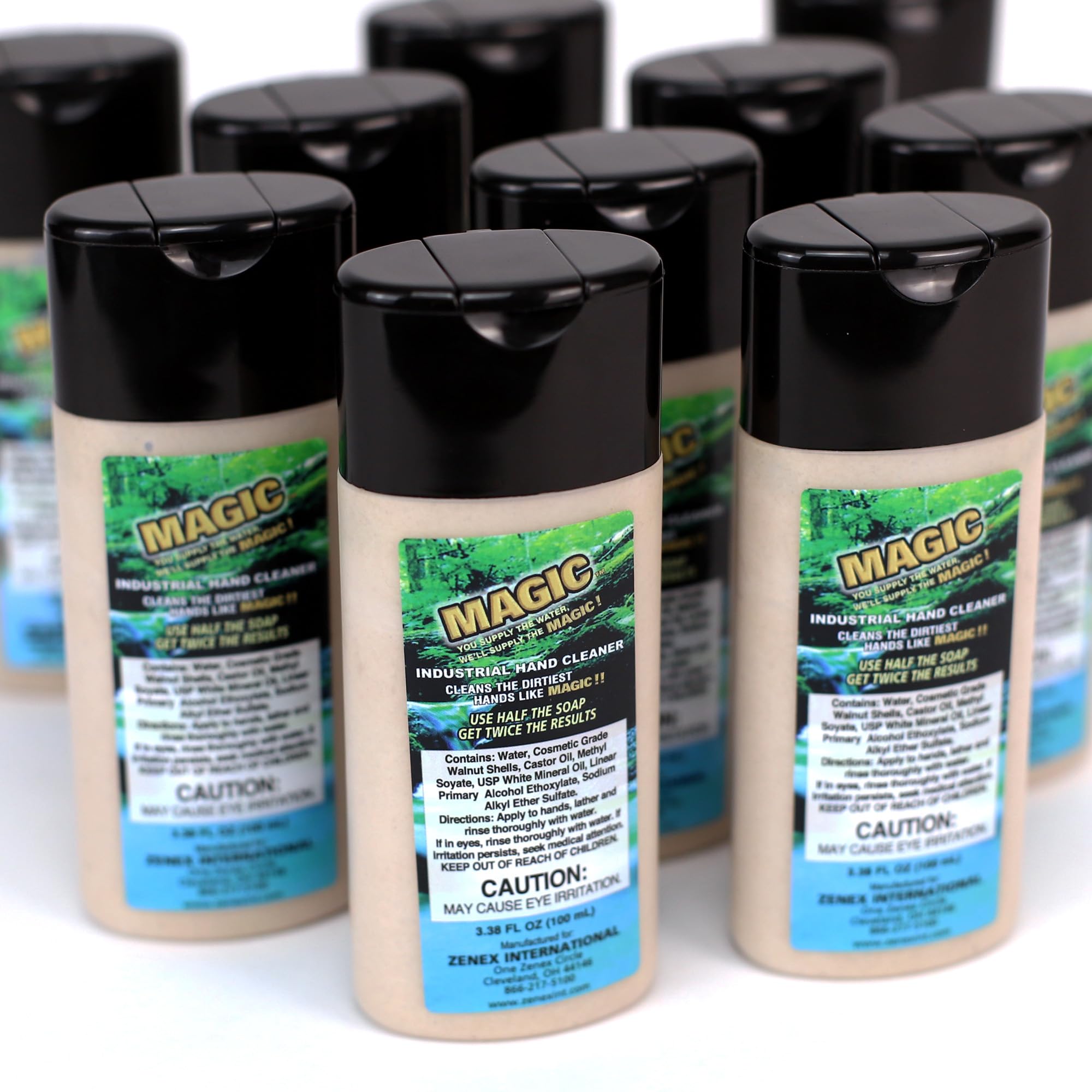 Magic Hand Soap - Industrial Hand Cleaner for Auto Mechanics | Shop Soap | Walnut Shell Scrubbers to Remove Grease, Oil, Ink & Paint | Moisturizing Ingredients | 100 ml (10 Pack)