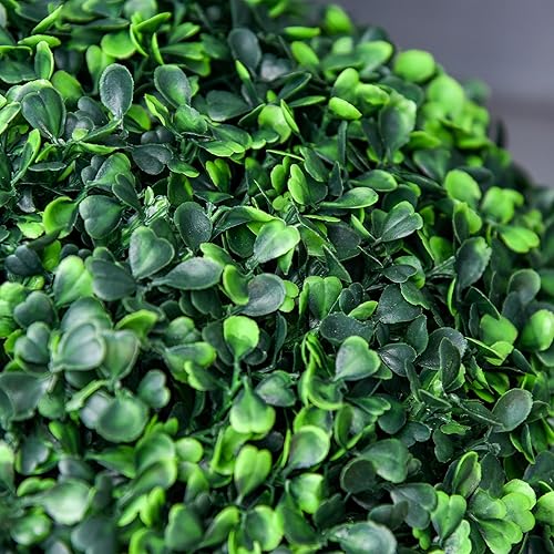 Miniatura 9 de Outsunny Árbol de bola artificial de boj de 23.5 pulgadas, planta decorativa falsa, maceta incluida para el hogar, balcón, patio trasero y jardín,