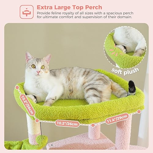 Miniatura 4 de PAWZ Road Torre alta para gatos, árbol para gatos de 70 pulgadas con hamaca, 5 postes rascadores, 2 condominios y una gran percha superior para