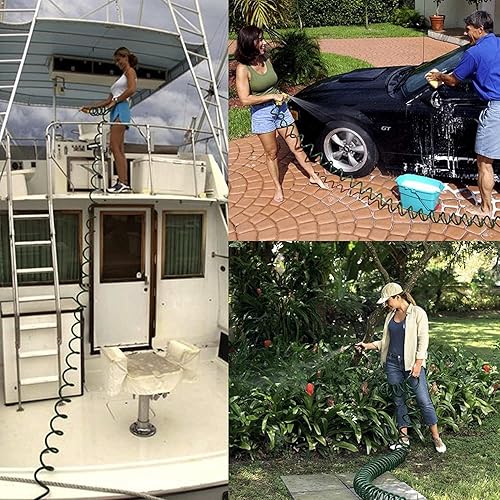 Miniatura 8 de Manguera de jardín ligera de EVA de 10 pies con accesorios QD de pezón, accesorios QD de rosca hembra y macho, juego de herramientas de jardín (10