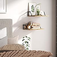 Vista 5 de SRIWATANA Juego de 2 estantes flotantes de madera rústica con gran capacidad (negro carbonizado)