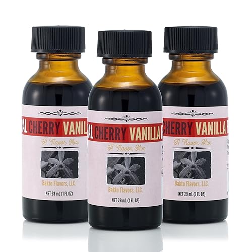 Bakto Flavors Sabor a vainilla y cereza natural, 1 onza líquida, paquete de 3