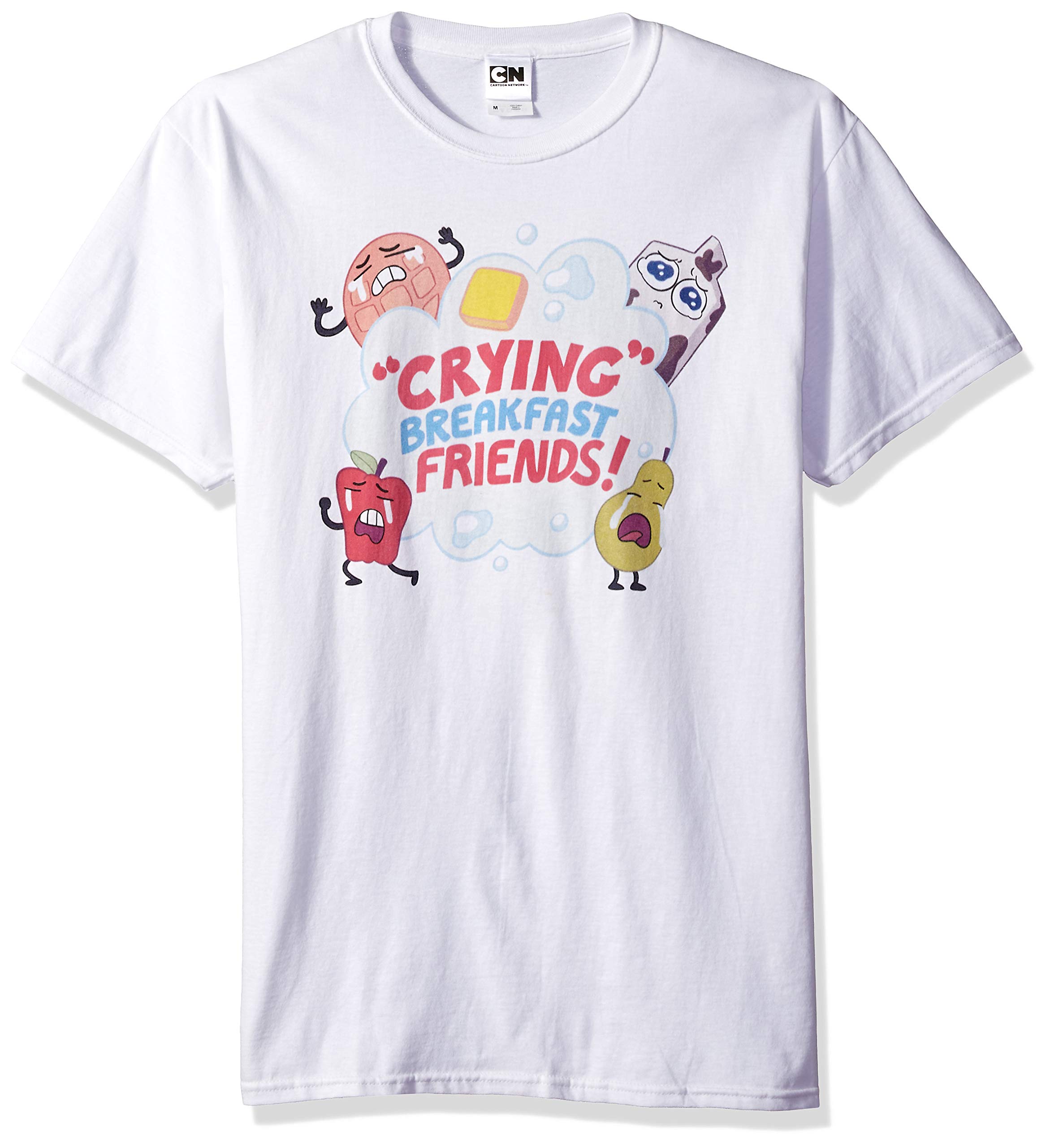 STEVEN UNIVERSEFifth Sun Men's Officially Licensed Steven Universe Graphic Tees, White//Crying Breakfast Friends Men's El, 3XL