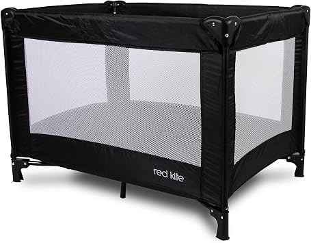 Red Kite Black Sleep Tight Travel Cot, Black