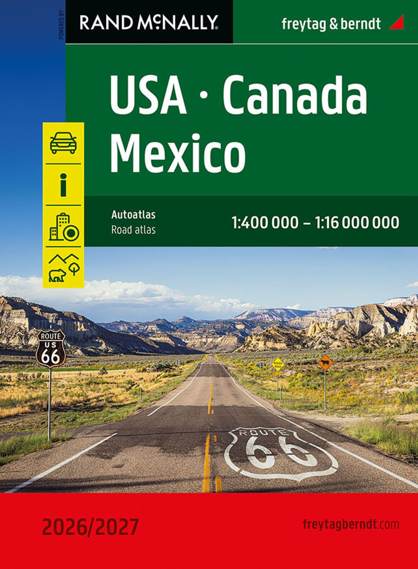 USA - Canada - Mexico Road Atlas 2026/2027 - powered by Rand McNally data (1:400,000 - 1:16,000,000 scale): 1:400k - 1:16,000,000 scale Rand McNally data