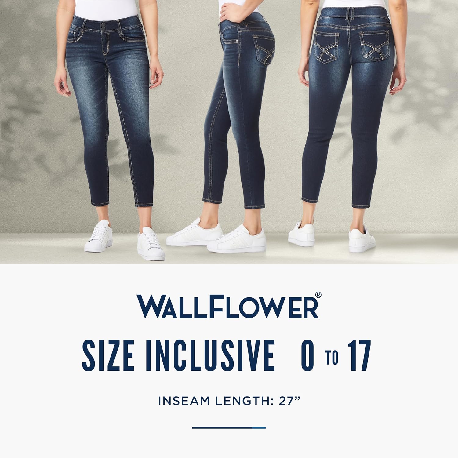 WallFlower Womens Luscious Curvy Ankle Mid-Rise Insta Stretch Juniors Jeans - Image 7