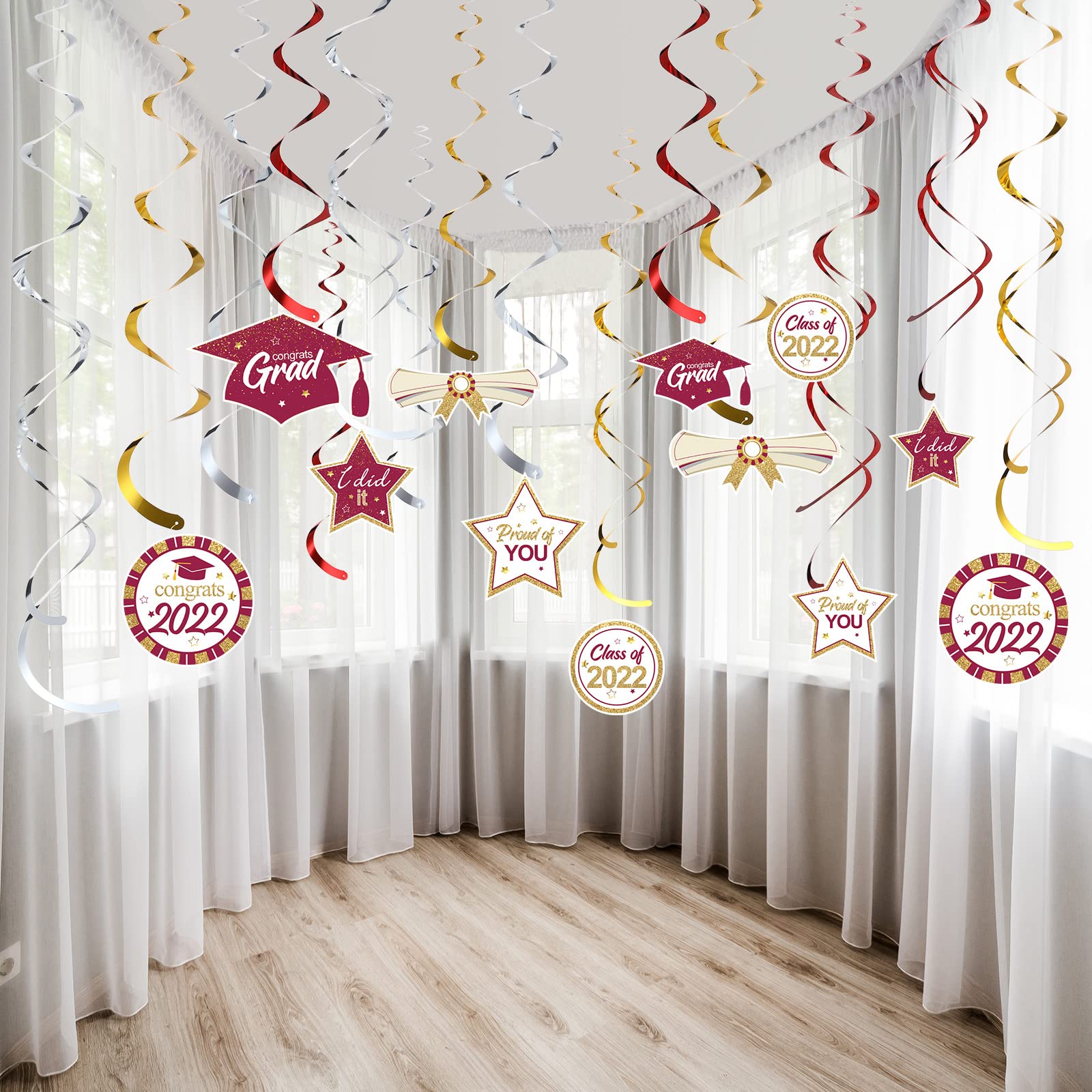 卒業パーティー Amazon.co.jp: Blulu 卒業パーティーデコレーションキット 吊り下げ渦巻きオーナメント ホイルスワール パーティー 天井デコレーション  2021年卒業テーマ パーティー装飾 卒業式吊り下げデコレーション 卒業パーティー用品 (マルーン) : おもちゃ
