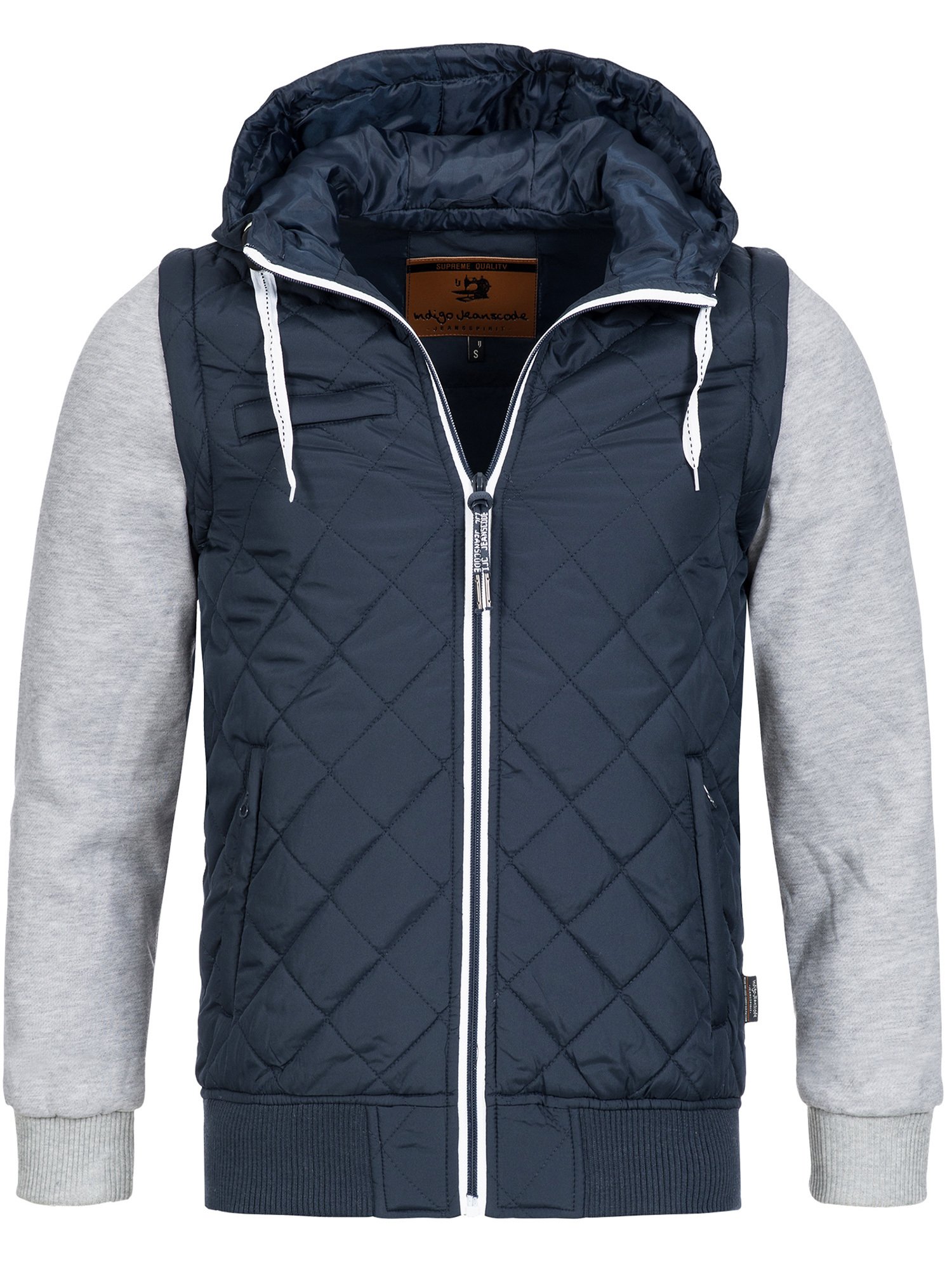 Indicode Herren Harry Jacke mit Kapuze und abnehmbaren Ärmeln Steppweste