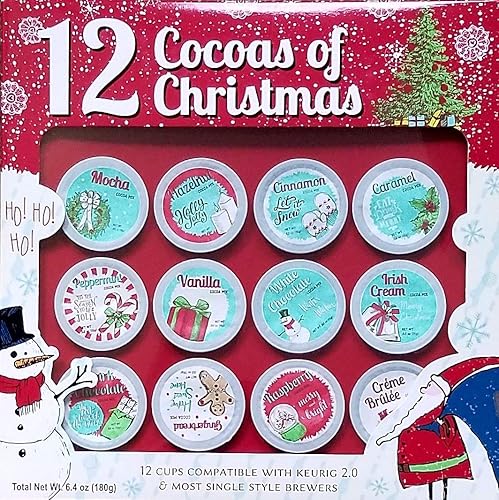 12 cacaos de Navidad - 12 tazas K - Cacao festivo premium - Set de regalo