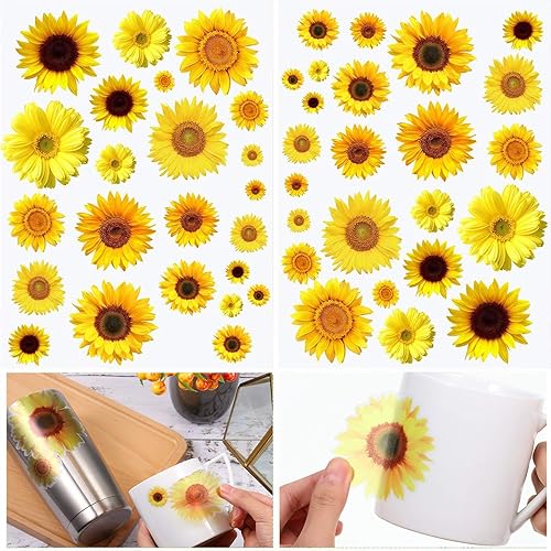Miniatura 2 de Zonon 72 calcomanías de pared de girasol de verano extraíbles para decoración de pared de girasol 3D, calcomanías autoadhesivas para autos,