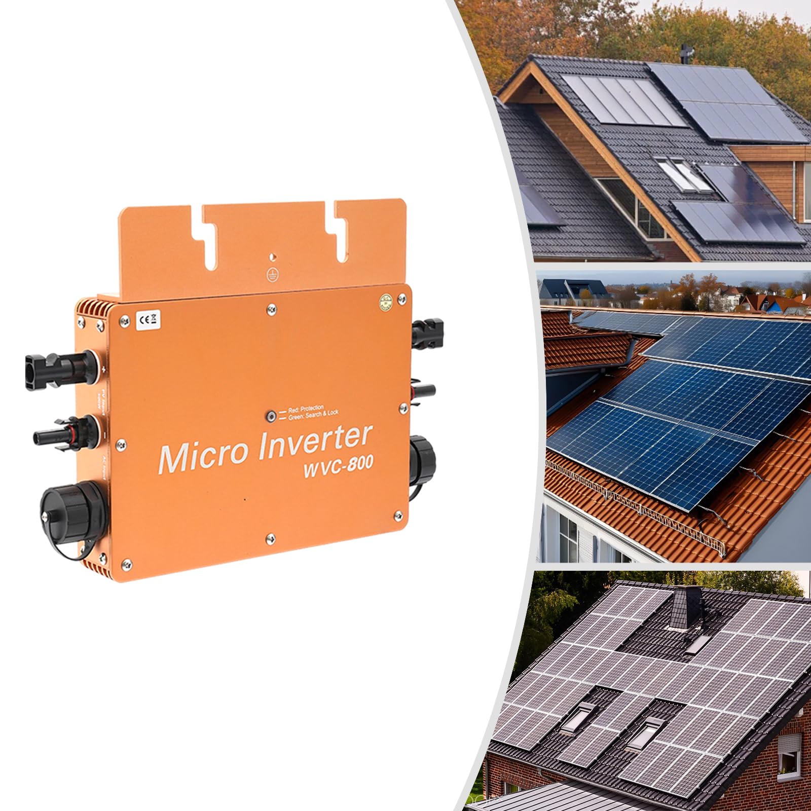 Microinverter 800 W per centrali elettriche da balcone, schermo LCD, inverter solare 22-50 VDC, uscita 230 V AC per uso domestico e commerciale, alloggiamento in alluminio