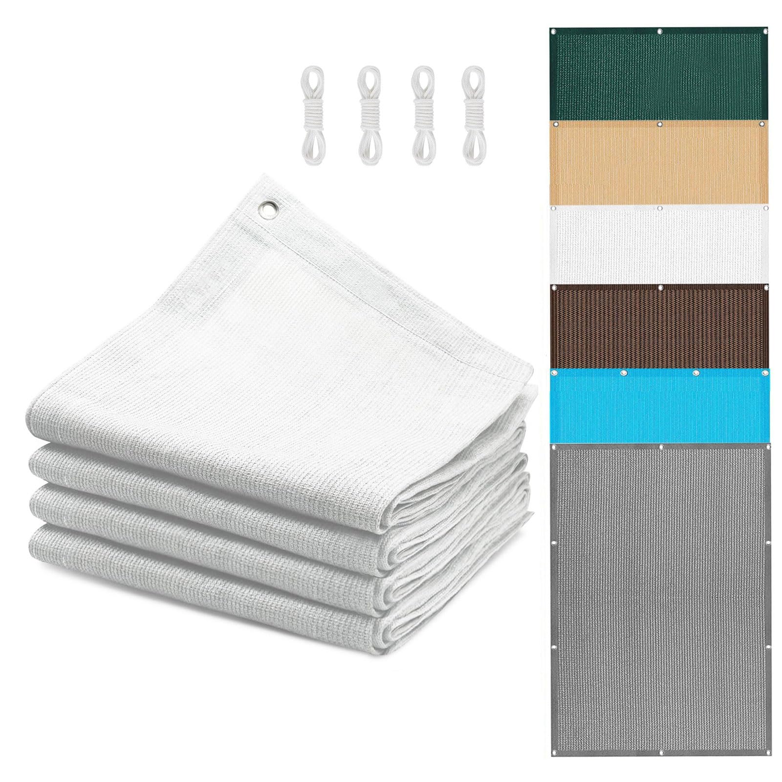 Voile ombrage 3.2 x 8 m blanc pour ombrager une grande terrasse repas et un salon de jardin