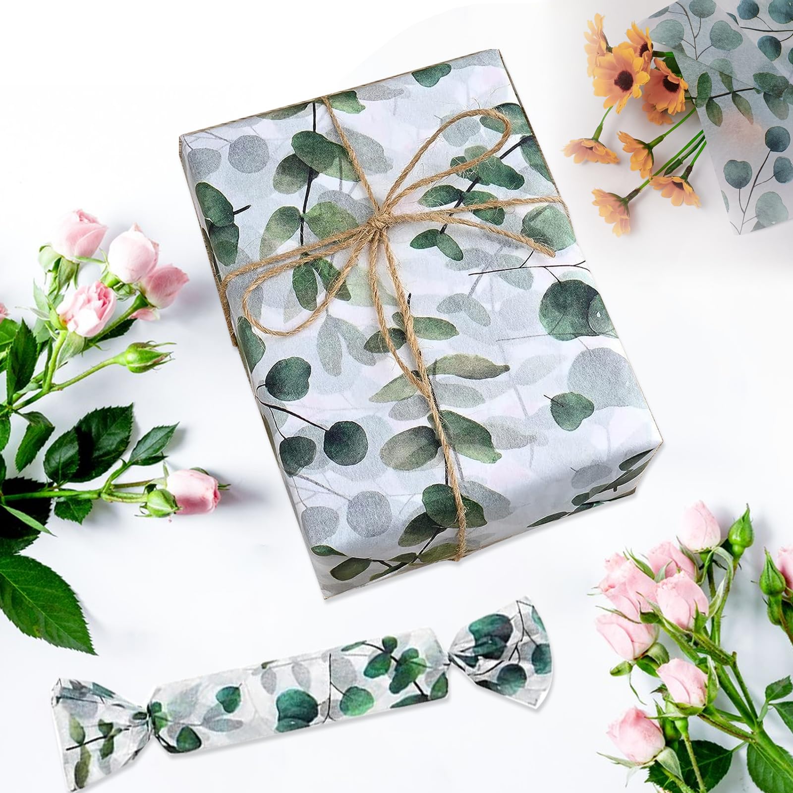 Vantage Carta Vellutata 100 Fogli 35x50 Cm, Fantasia Wildflower Marrone/bianco, Per Confezioni Regalo E Crafting