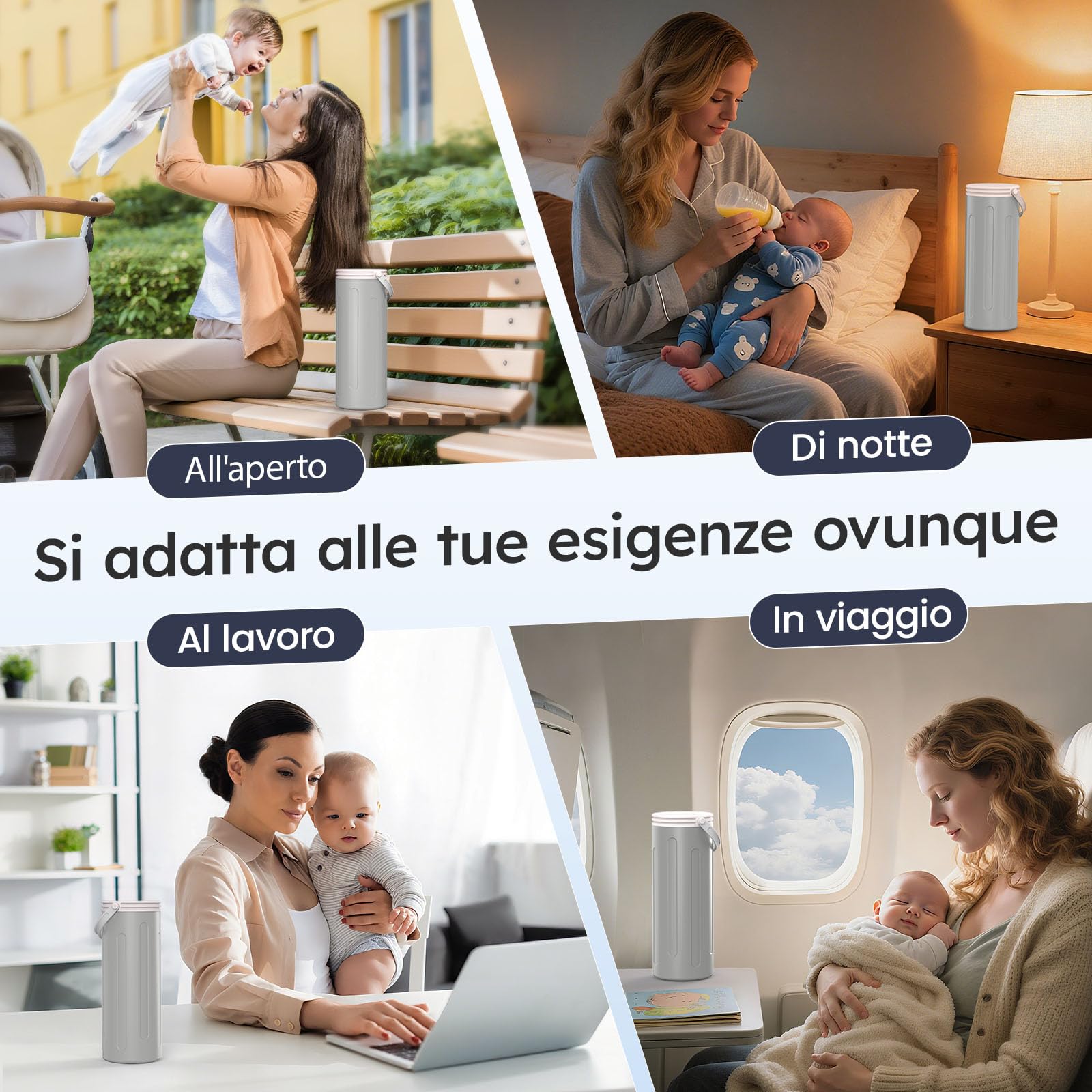 Raffreddatore per latte materno per lavoro e viaggi, raffreddamento a 360° mantiene il latte fresco per 24 ore, con 2 biberon per conservare latte materno, utensili per l'allattamento