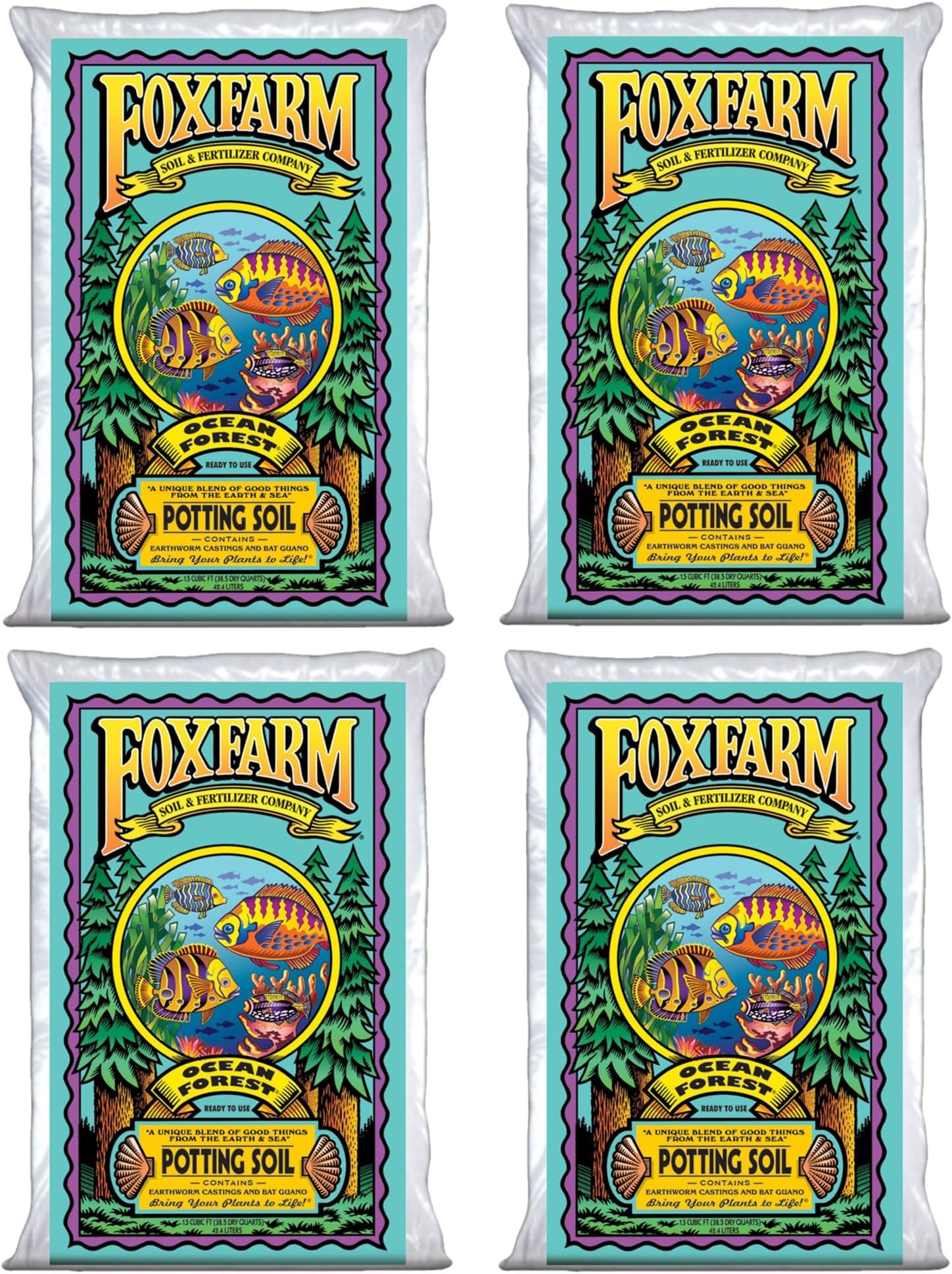 Ocean Forest Potting Soil, 1.5cu ft (Pack of 4) - Light, Aerated Texture, Designed for All Container Plants