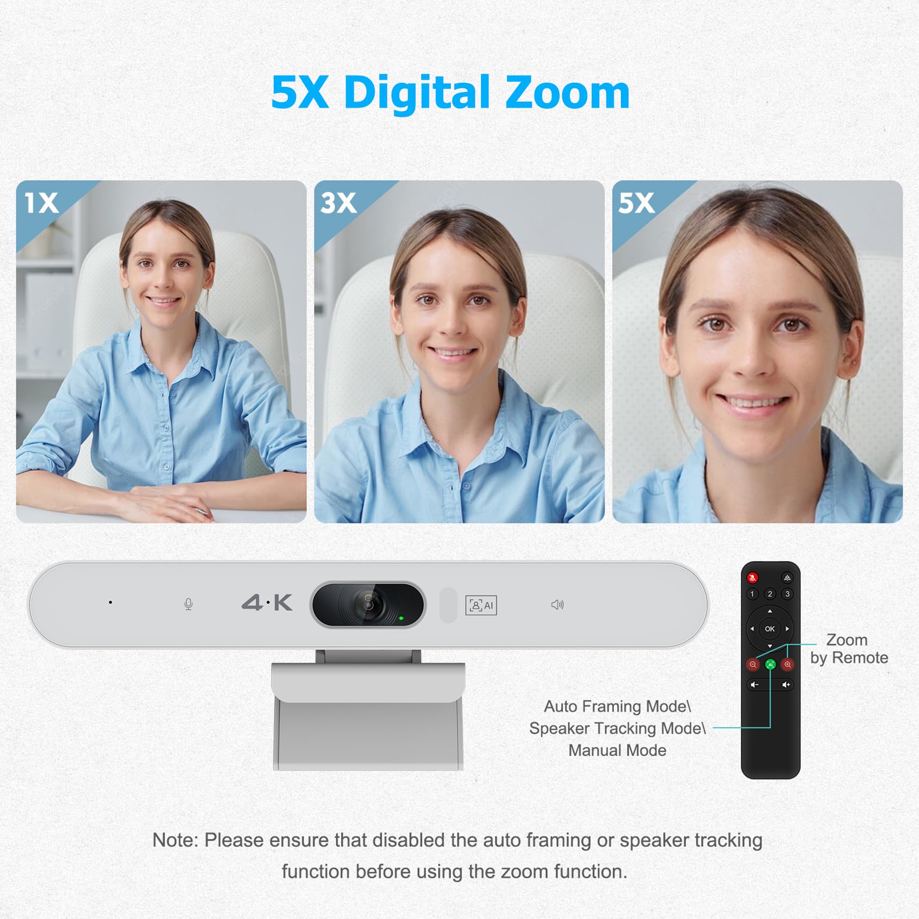 Telecamera per sala conferenze, webcam per conferenze AI 4K con microfono e