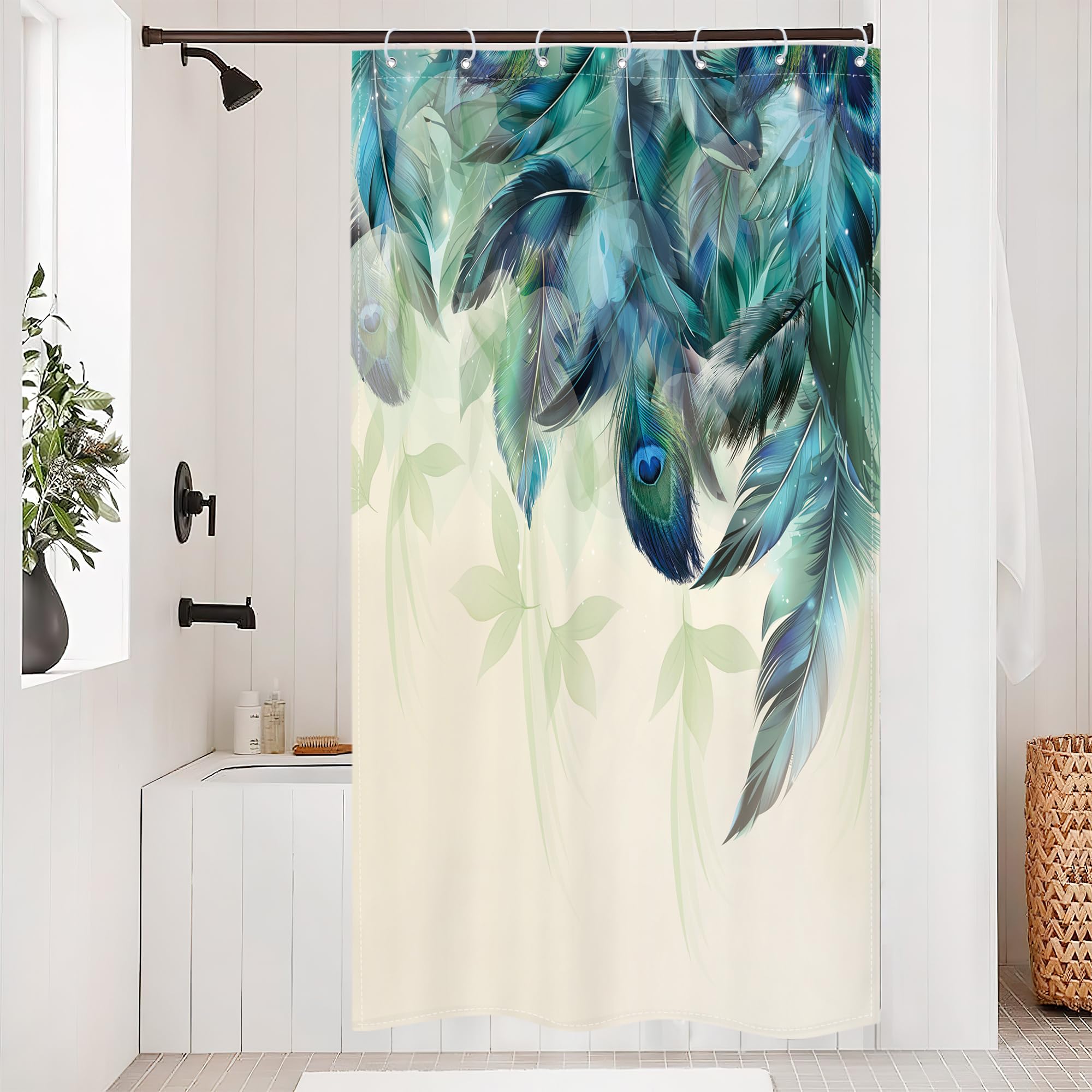 Riyidecor Small Stall Abstract Woman Shower Curtain for Bathroom Decor 36Wx72H Minimalist Modern Black White Art Line Aesthetic Simple Girl Art Printed Fabric Polyester Waterproof 7 Pack Plastic Hooks