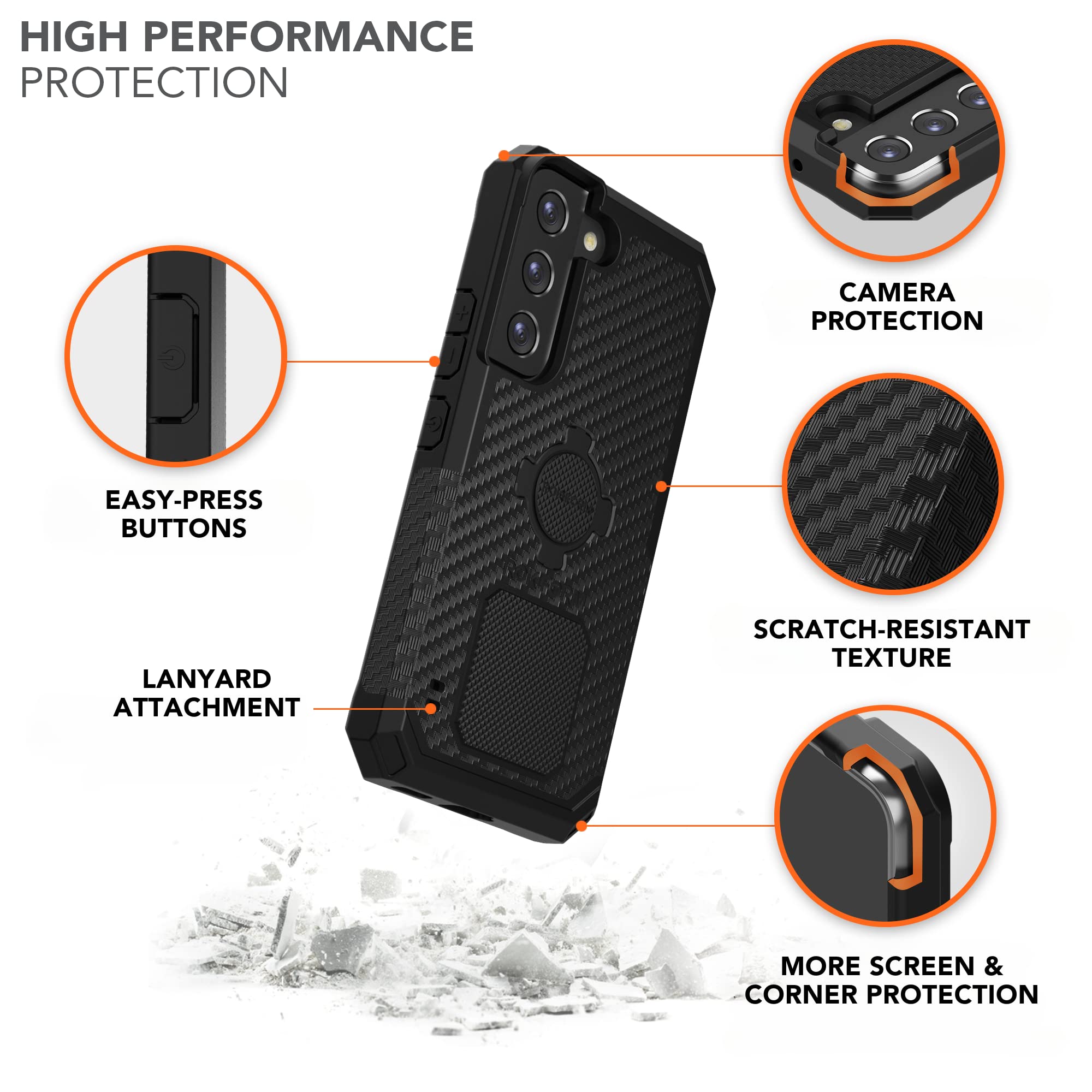 Rokform - Custodia per Galaxy S22, serie robusta, custodia magnetica con chiusura a torsione, armatura testata contro le cadute (nero)