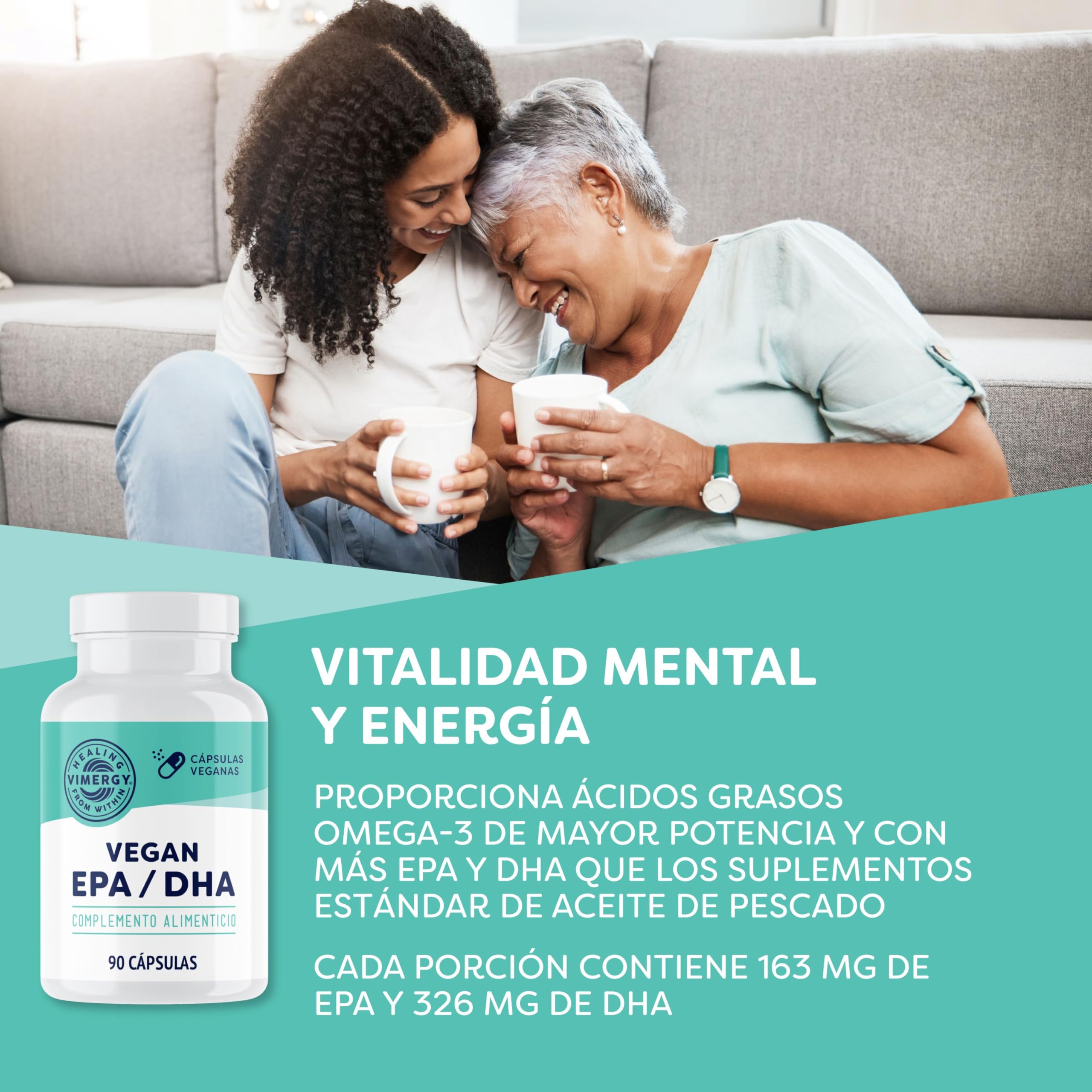 Vimergy Vegan EPA DHA (30 Dosis) – 270 Cápsulas – Omega 3 de Algas Marinas – Omega 3 EPA y DHA – Omega 3 Vegano en Cápsulas Blandas sin Gelatina – No GMO, sin Gluten - Kosher