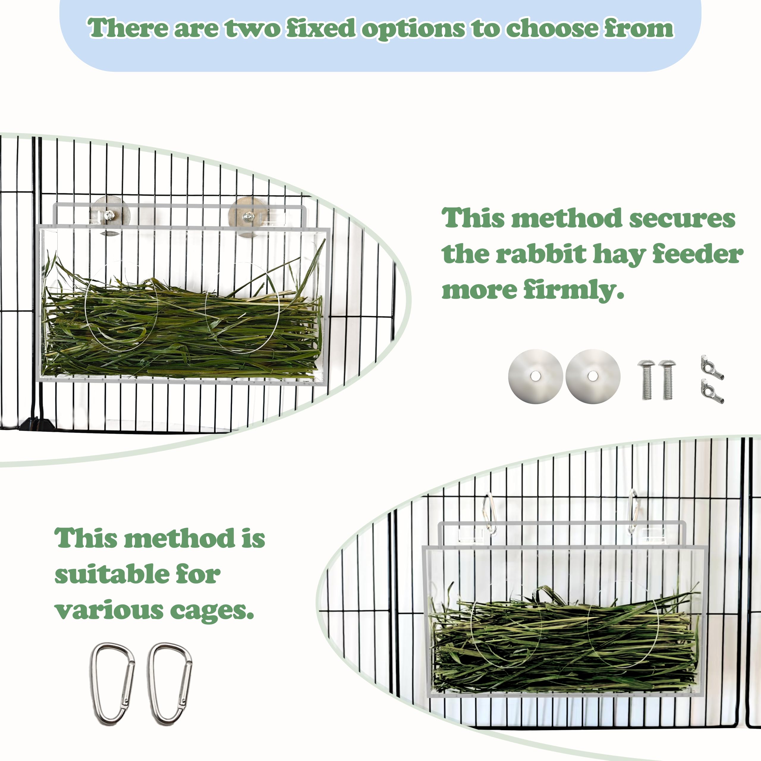 Xymoso Acrylic Rabbit Hay Feeder with Lid,Guinea Pig Hay Rack Holder Chinchilla Cage Accessories for Rabbits Guinea Pigs Bunny - image 5
