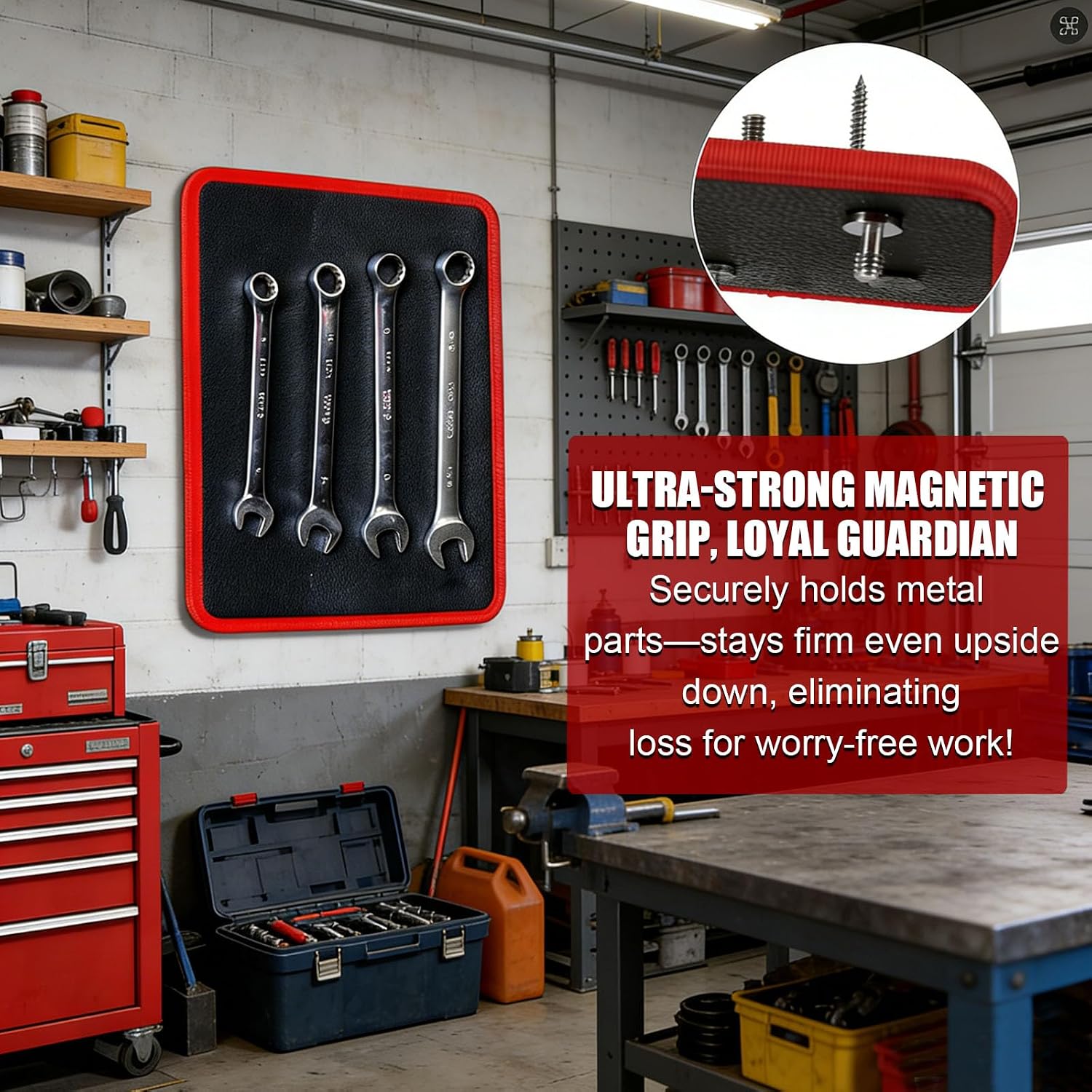TRULYWIN Magnetic Tool Mat, Telescopic Magnetic Pickup Pen, 360° Mirror & Glue Gloves, Parts Holder Pad for Garage/Workshop/Auto Repair – Organize Wrenches, Screws, Bolts, Nuts & Small Metal Parts