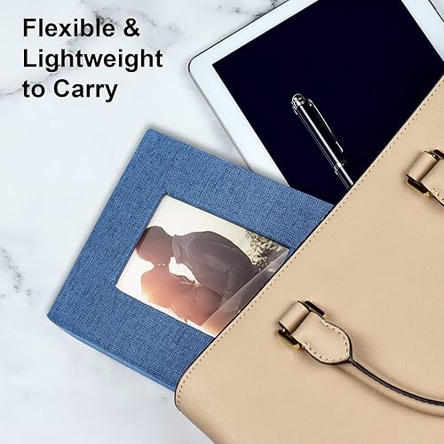 Miniatura 71 de Vienrose Álbum de fotos pequeño de 4 x 6 pulgadas, paquete de 2 mini libros de fotos con cubierta de lino, 26 páginas con capacidad para 52 Negro