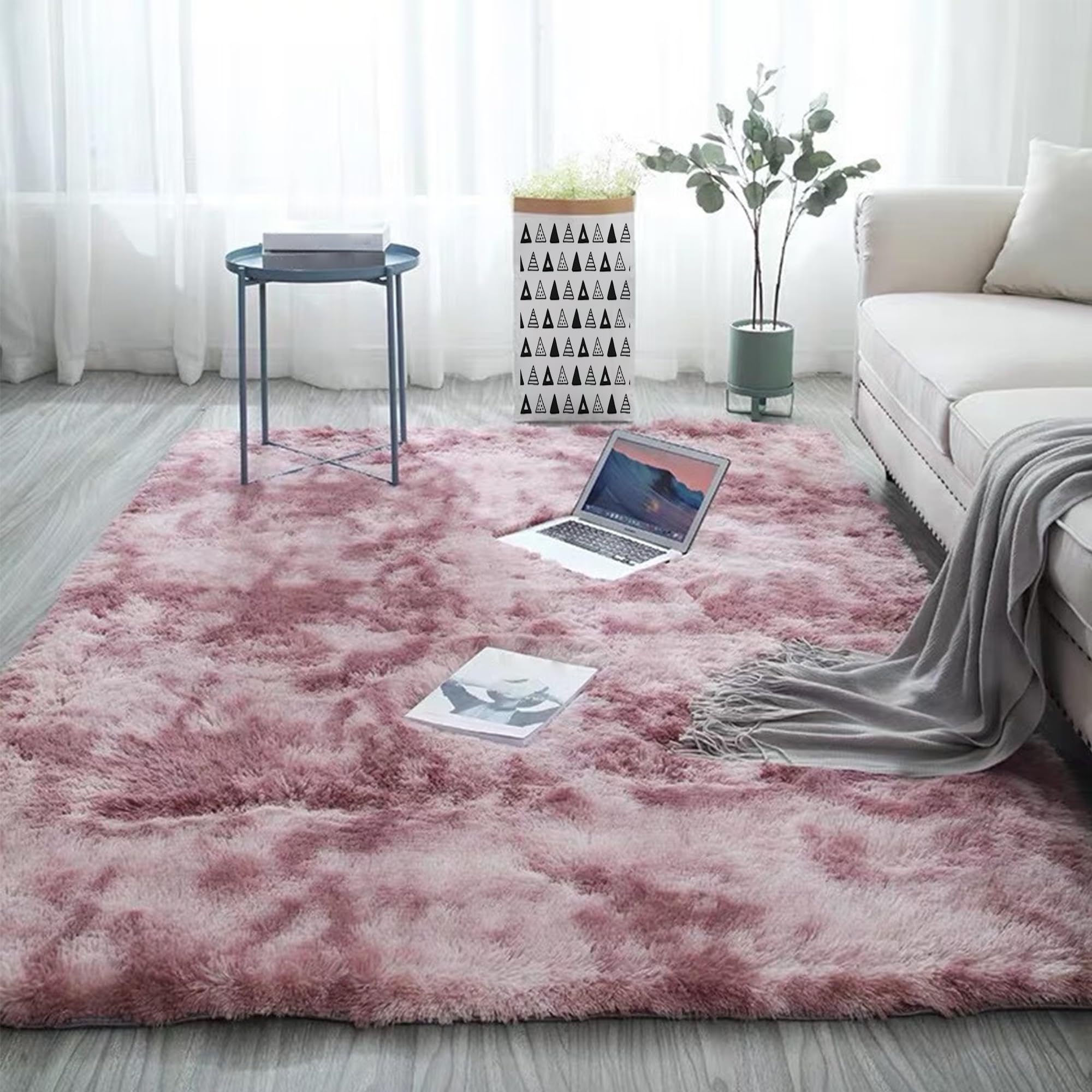 Tapis rose pourpre de 250x410 cm : moquette doux lavable en peluche