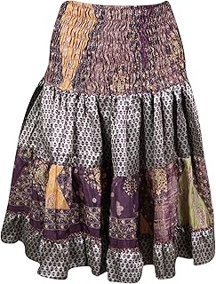 Mogul Interior Handmade Bohemian Summer Skirt Flared Mini Skirt Colorful Beach Skirts S/M