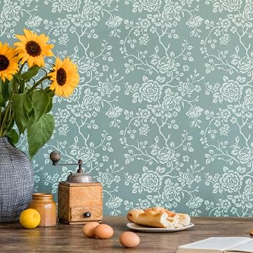 GSS Designs Large Floral Stencils 16x16Inch Nursery Wall Decor Stencil Large Reusable Flower Wall Painting Stencil
