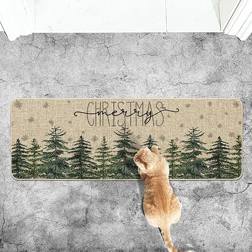 Miniatura 4 de Artoid Mode Tapete decorativo con diseño de copos de nieve y copos de nieve con texto en inglés "Merry Christmas", de temporada de invierno,