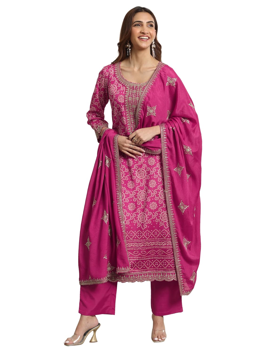 Libas Printed Chinon Straight Kurta With Palazzo and Dupatta - Review, Price and Buying Guide