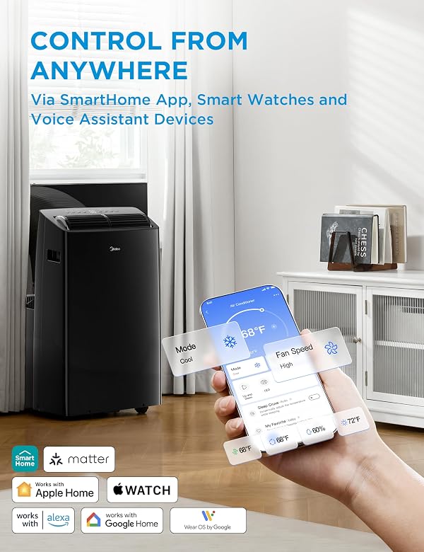 Midea Duo 14,000 BTU (12,000 BTU SACC) High Efficiency Inverter Ultra Quiet Portable Air Conditioner, with Heat up to 550 Sq. Ft., Works with Alexa/Google Assistant, with Remote Control & Window Kit by Midea - Image 6