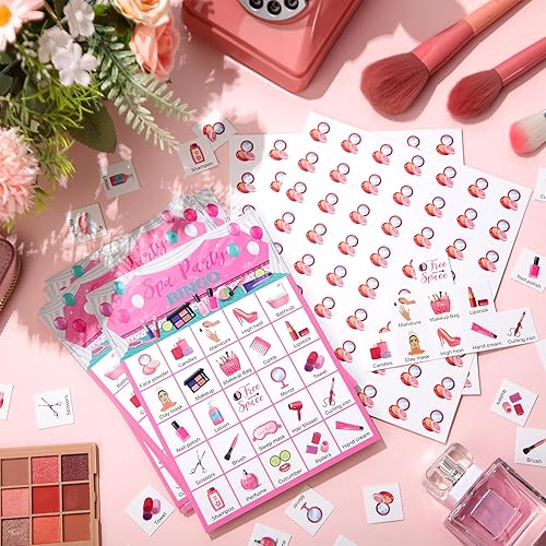 Miniatura 9 de Liliful Juego de bingo para fiesta de spa, 35 piezas, para 24 jugadores, para fiesta de maquillaje, juegos temáticos de belleza para mujeres