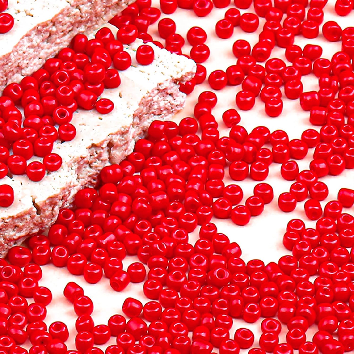 2150pcs 4mm Glass Seed Beads Bulk, 6/0 Mini Pony Round Bead for Jewelry Making Tiny Craft Small Glass Seed Beads for Jewelry Making Bracelet Wrist Necklaces(Red)