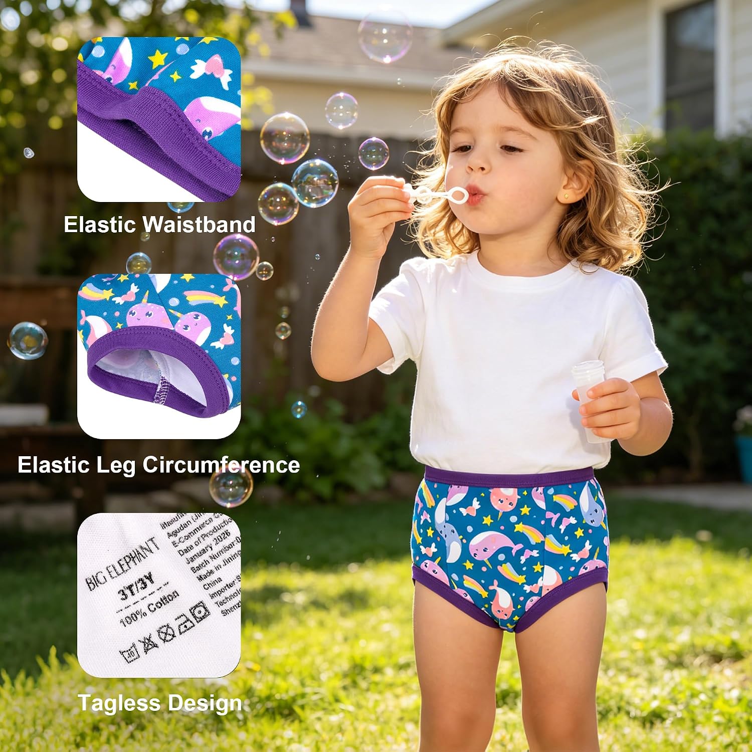 BIG ELEPHANT Toddler Potty Training Underwear, Cotton Training Pants image 5