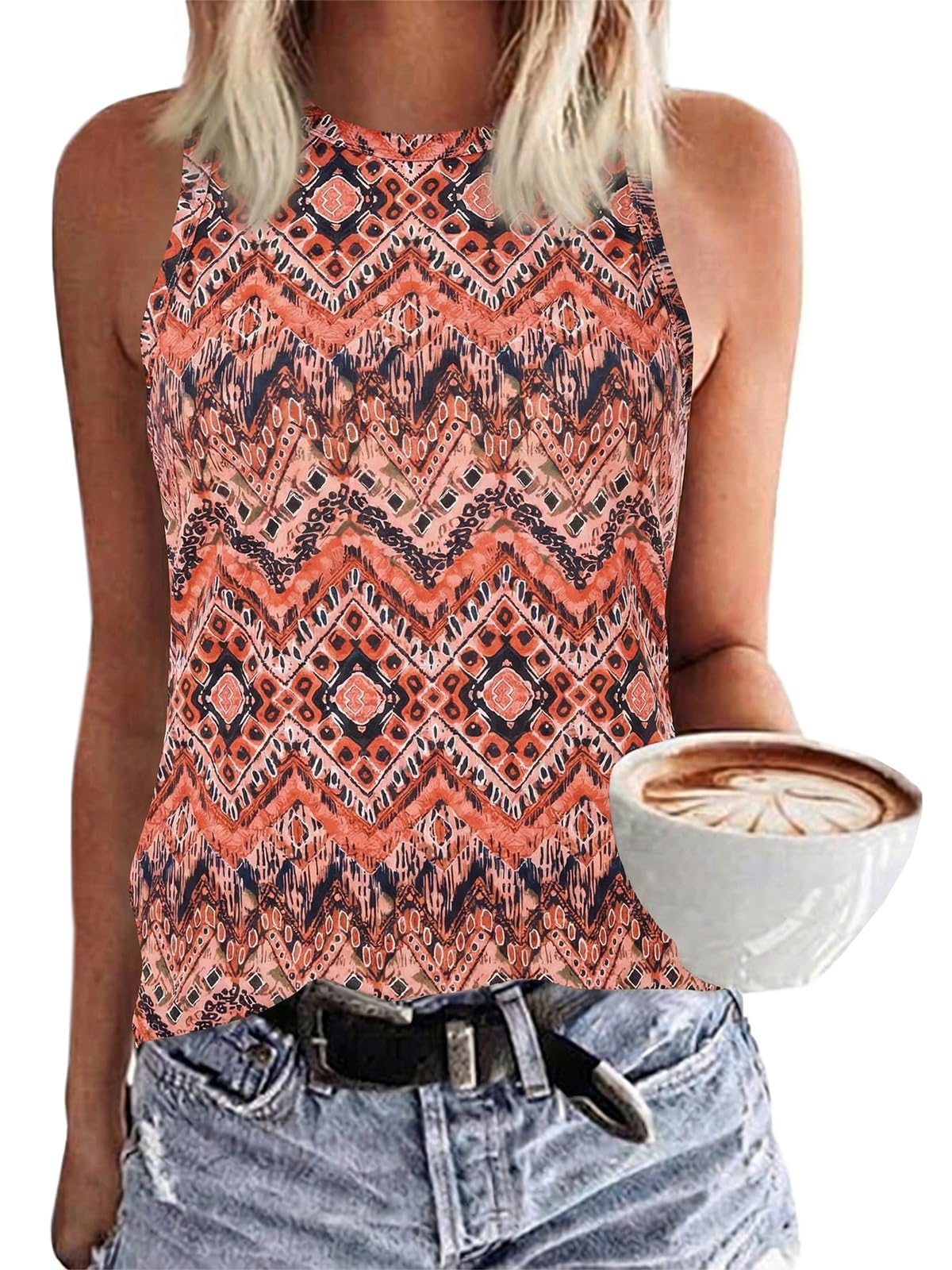 GeGekoko Damen Tank Top Basic Tanktops Ärmellose Blusentop | Rundhals, Einfarbig, Sommer, Sexy Blusen Tops, Elegant Cami Oberteile, Strand Sexy Vest