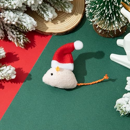 Miniatura 3 de 6 paquetes de juguetes de hierba gatera interactivos, sombrero de Navidad, disfraz de peluche en forma de ratón, juguetes para gatos