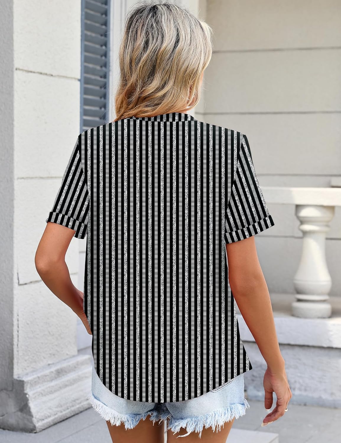 AKEWEI Womens Tops Short Sleeve Shirts for Women V Neck Business Casual Tunic Spring Fashion Clothes 2026 - Image 4