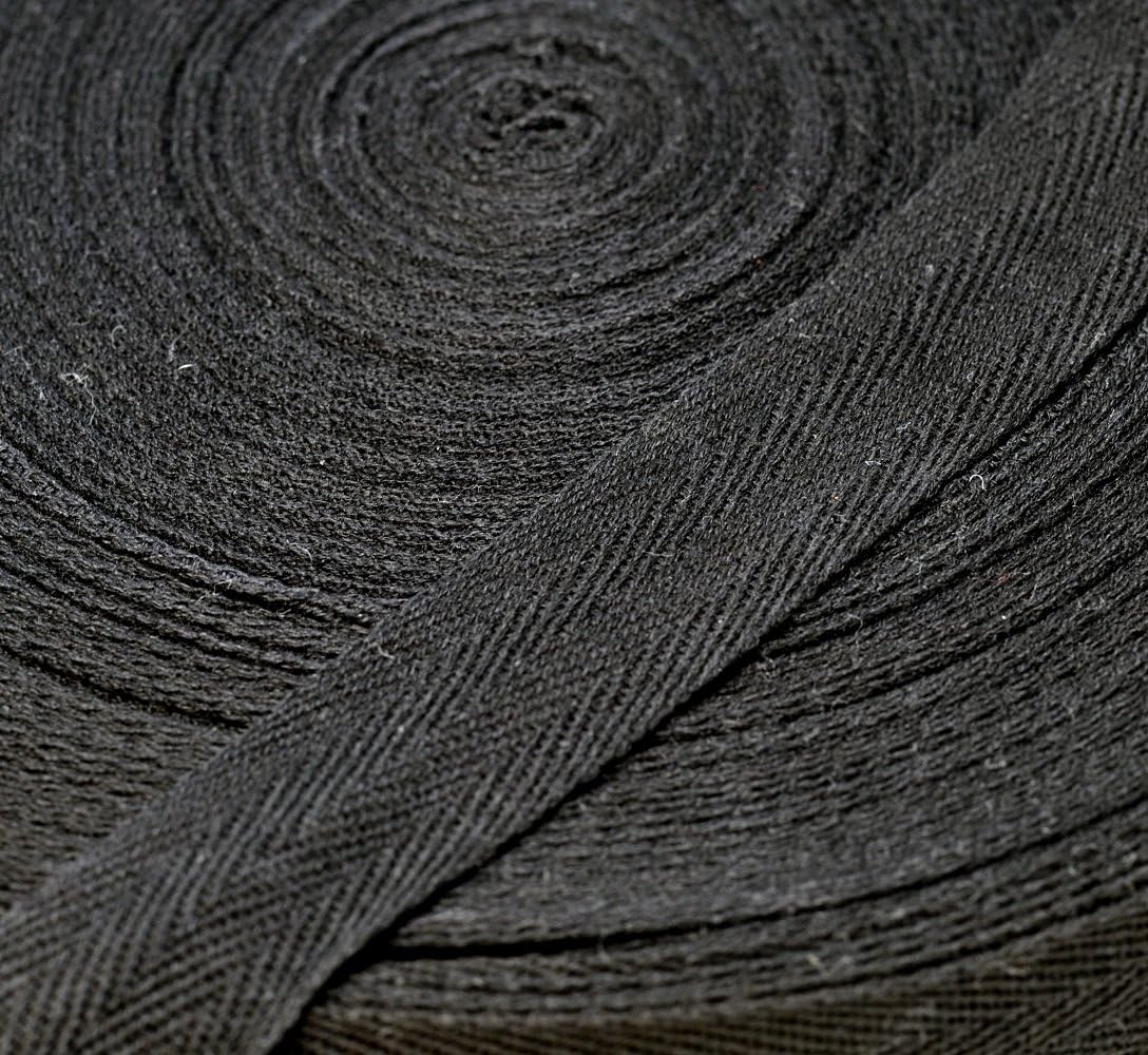 Anrox Supply Co.Twill Tape 3/4" to 2" Size 100% Cotton Black Natural White 50 Yards (2", Black)