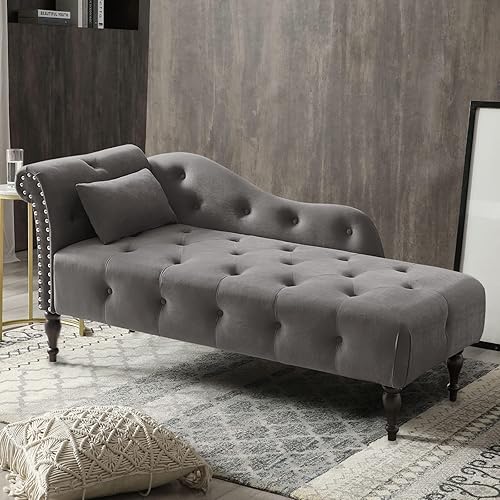 Miniatura 43 de Setawix Tumbona de terciopelo para interiores con almacenamiento para sala de estar, dormitorio, oficina, extremo de brazo enrollado de la cama,