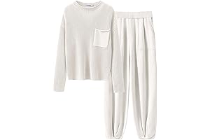 Long Sleeve Outfits for Women - Knit Top & Oversized Pants Tracksuit Lounge Set