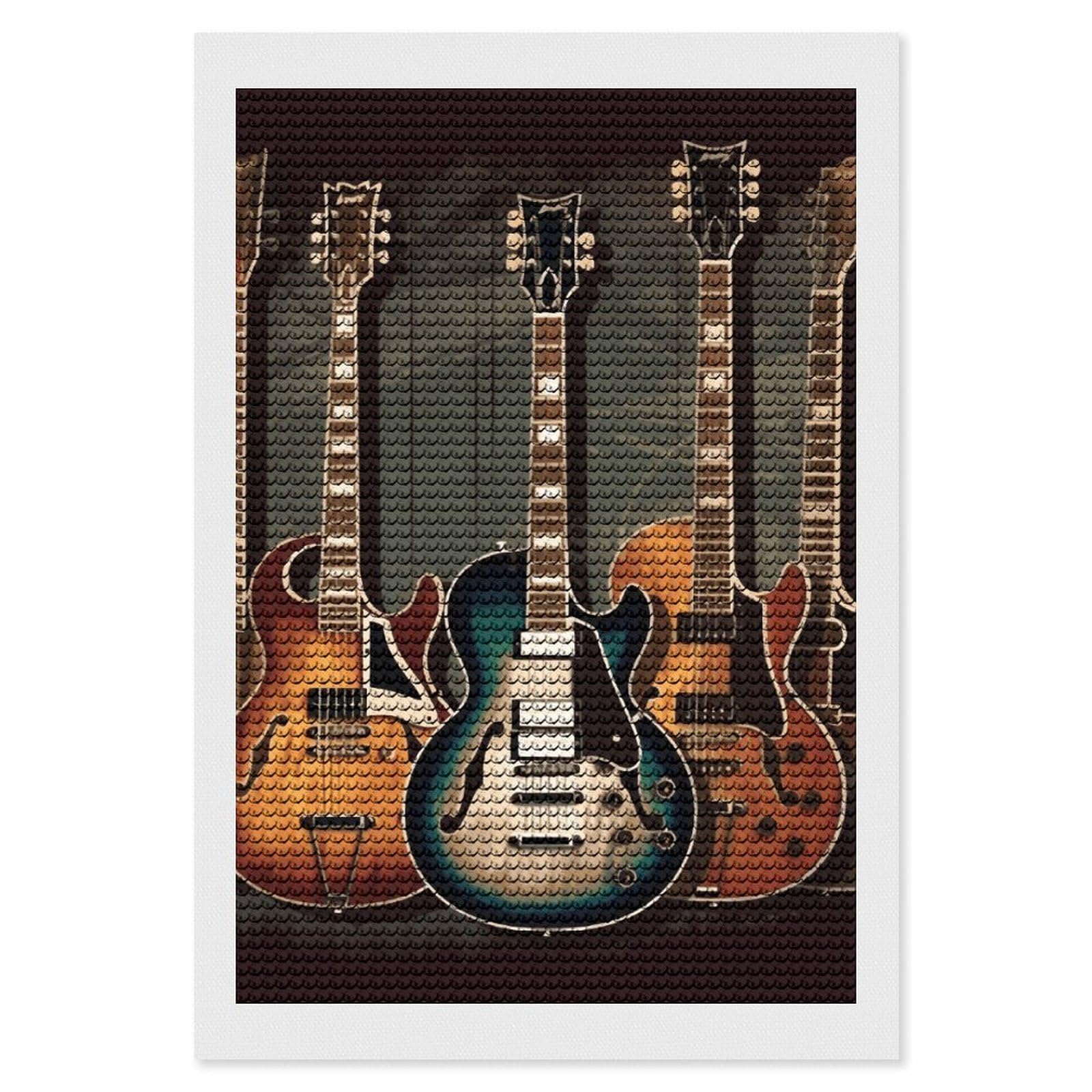 DWVTSLH Guitars Art Diamond Painting Kits for Adults, Personalized Diamond Photo Art Full Drill, DIY 5D Diamond Art Painting Kits for Beginners, Home Wall Decor 8"x12"