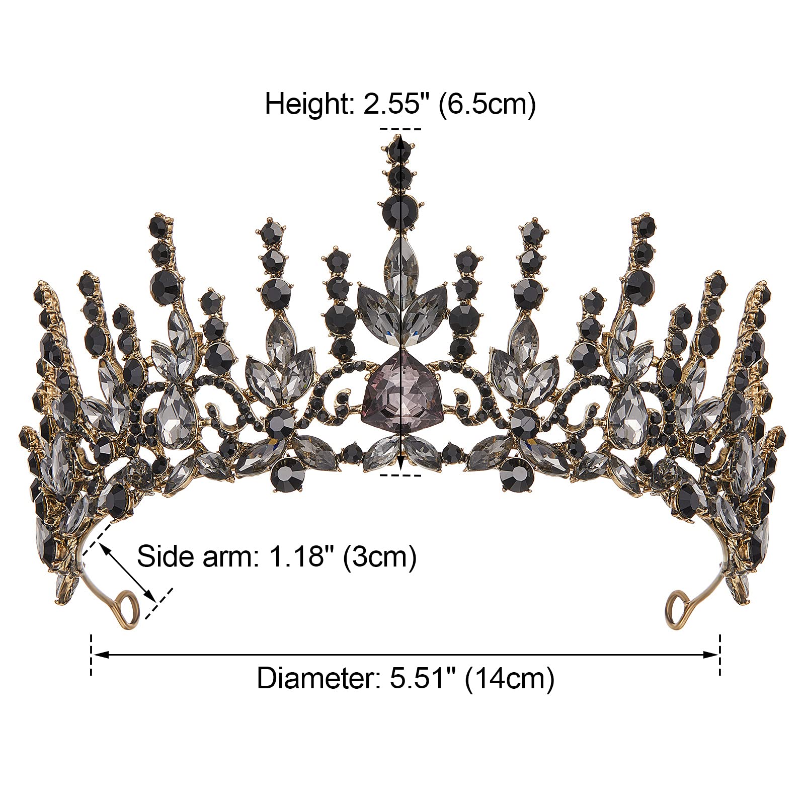 Bridal Headwear Black Women Ballroom Crown Baroque Crystal Tiaras And Crowns Black Crown, Bridal Crown, High Crystal Tiara, Royal Crown  main image 3