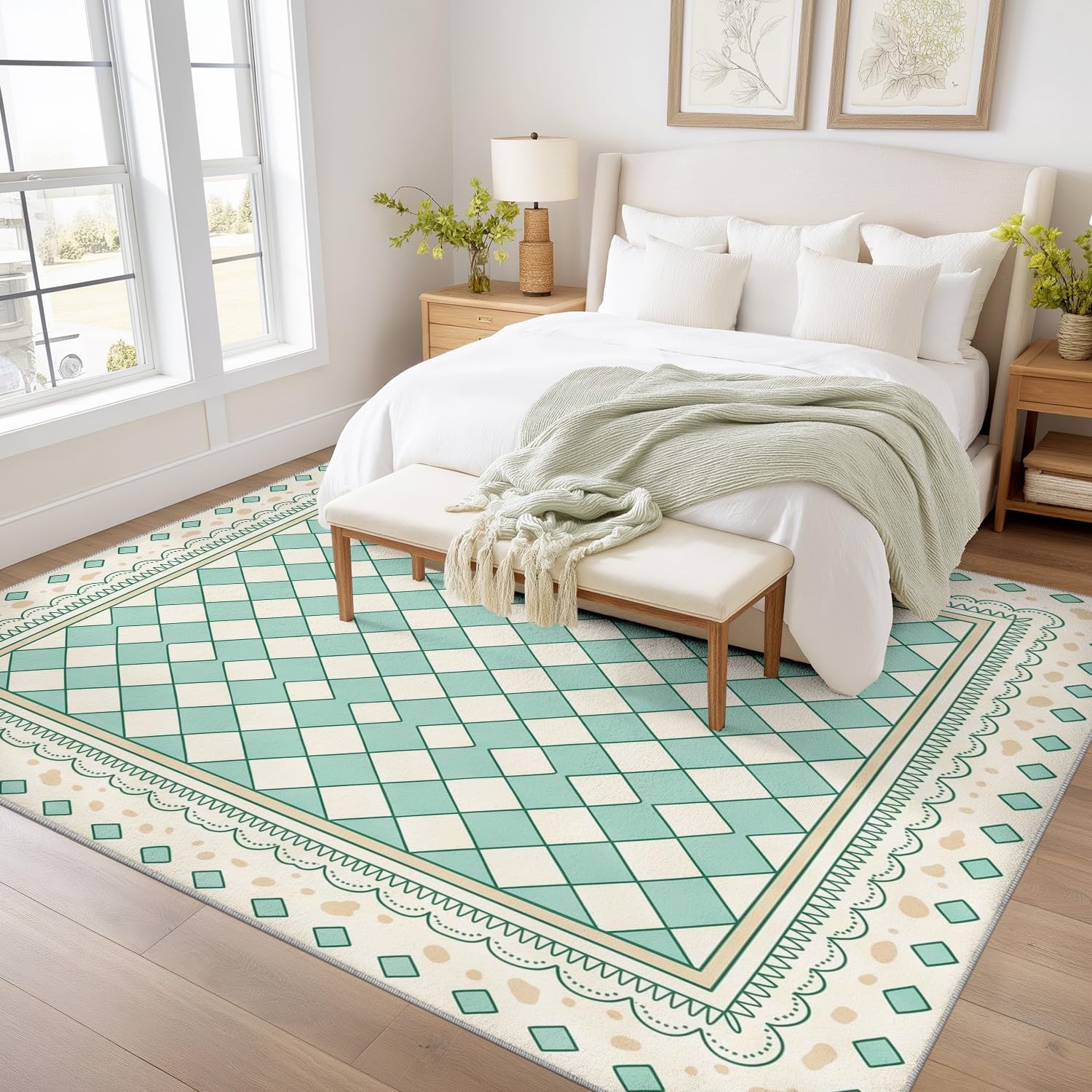 Générique Tapis Français Classique 50 x 80 cm Tapis De Salon Carré Motif, Poils Courts Doux Et Confortables, Facile d'entretien, Microfibre De Haute Qualité, Ultra Résista