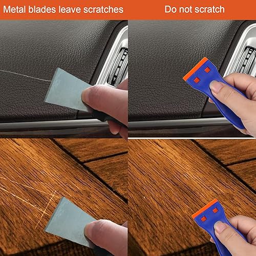 Miniatura 4 de JVSEYTE Rascador de cuchillas de afeitar de plástico, 4 herramientas raspadoras y 120 cuchillas de afeitar de plástico para eliminación de adhesivo