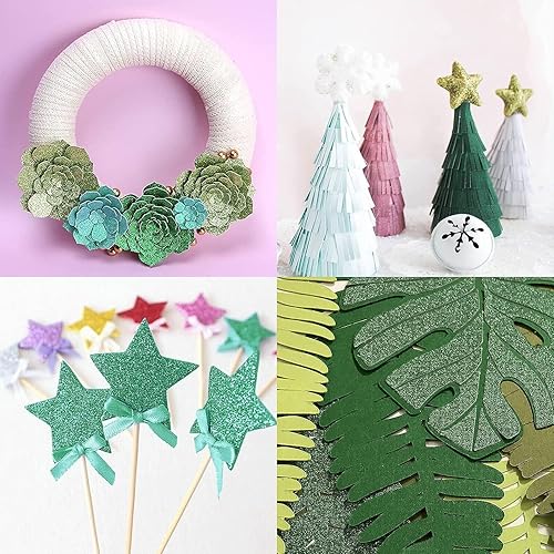 Miniatura 3 de Cartulina verde con purpurina de 12 x 12 pulgadas, papel para Cricut, tarjeta gruesa para hacer tarjetas, álbumes de recortes, manualidades (30