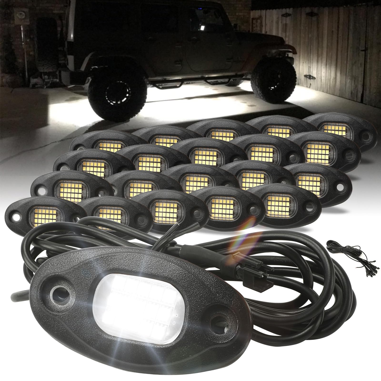SUNPIE 20 Pods 6000K White Rock Lights